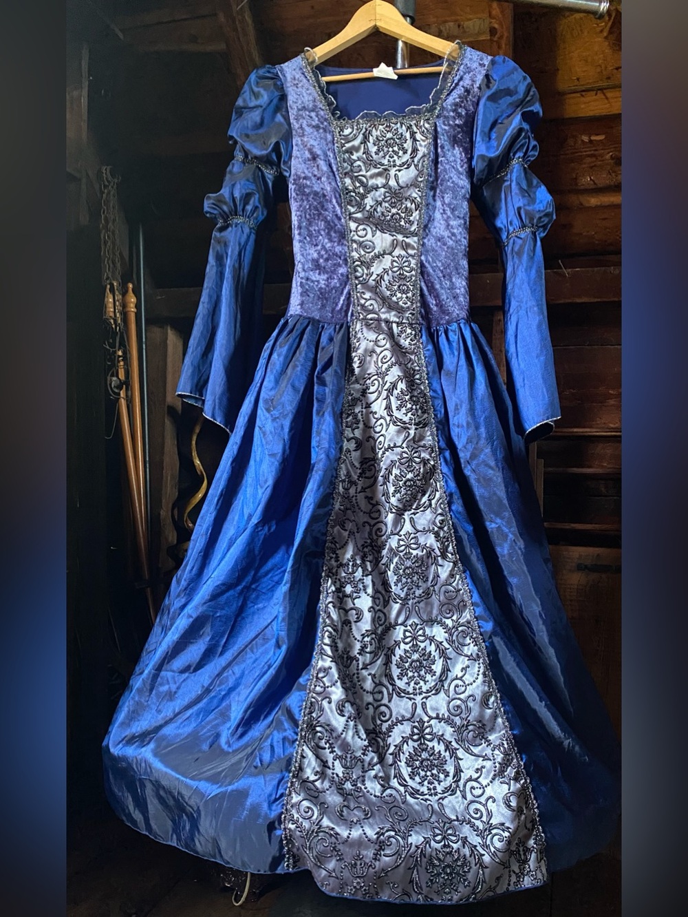 Target Medieval Renaissance Princess Costume Dress Gown Blue Silver M 8-10